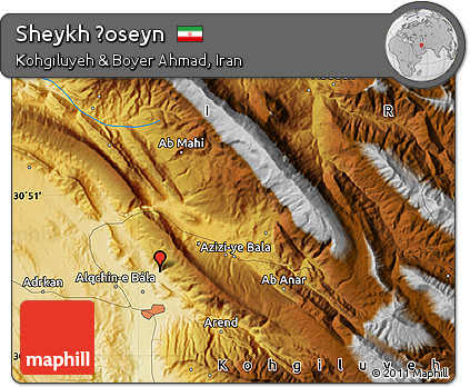 Physical Map of Sheykh Ḩoseyn