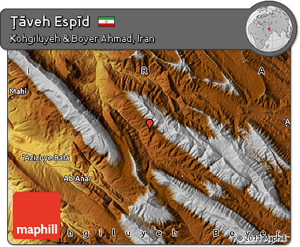 Physical Map of Ţāveh Espīd