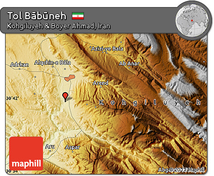 Physical Map of Tol Bābūneh
