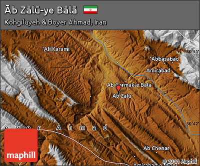 Physical Map of Āb Zālū-ye Bālā