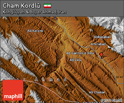Physical Map of Cham Kordlū