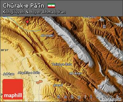 Physical Map of Chūrak-e Pā'īn