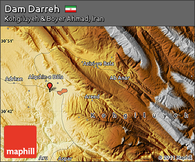 Physical Map of Dam Darreh