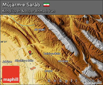 Physical Map of Mūjarm-e Sarāb