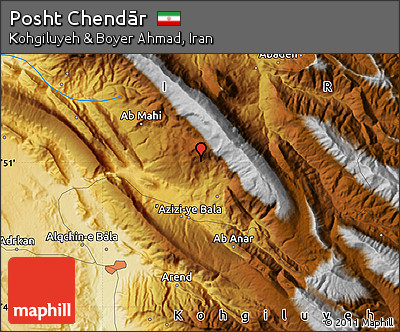 Physical Map of Posht Chendār