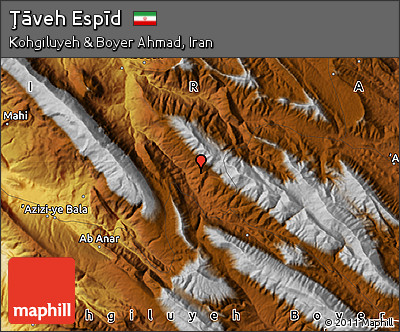 Physical Map of Ţāveh Espīd