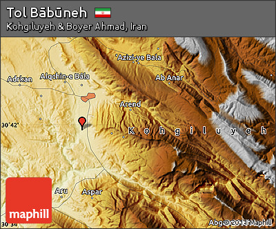 Physical Map of Tol Bābūneh