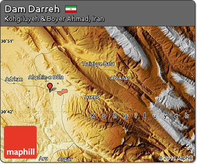 Physical Map of Dam Darreh