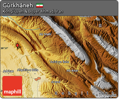 Physical Map of Gūrkhāneh