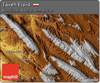 Physical Map of Ţāveh Espīd