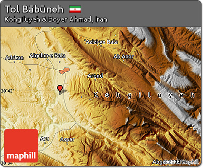 Physical Map of Tol Bābūneh