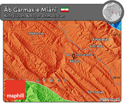 Political Map of Āb Garmak-e Mīānī