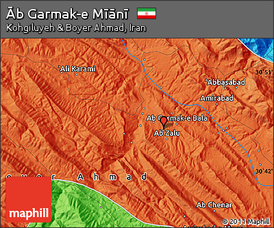 Political Map of Āb Garmak-e Mīānī