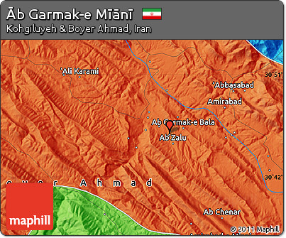 Political Map of Āb Garmak-e Mīānī