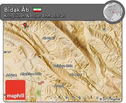 Satellite Map of Bīdak Āb