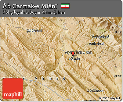 Satellite Map of Āb Garmak-e Mīānī