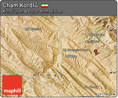 Satellite Map of Cham Kordlū