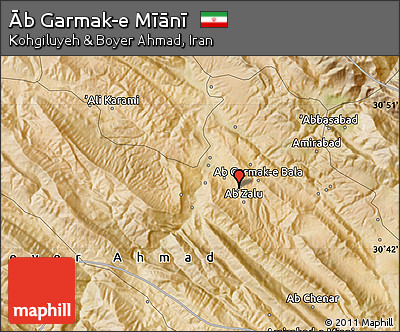 Satellite Map of Āb Garmak-e Mīānī