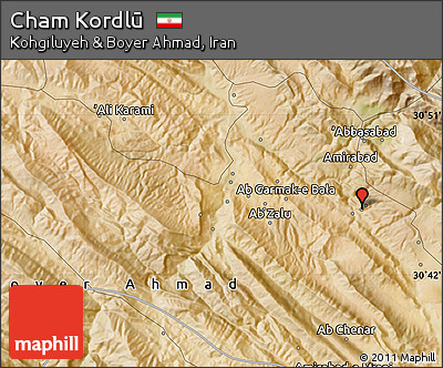 Satellite Map of Cham Kordlū