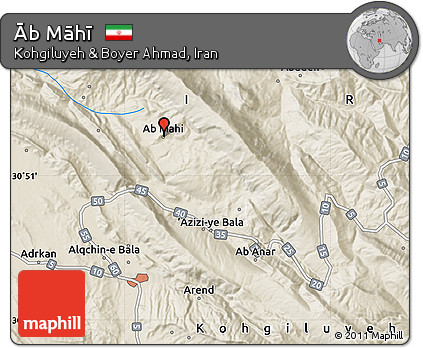 Shaded Relief Map of Āb Māhī
