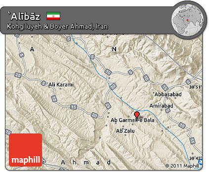 Shaded Relief Map of `Alībāz