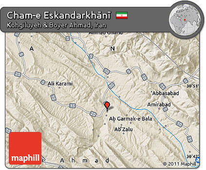 Shaded Relief Map of Cham-e Eskandarkhānī