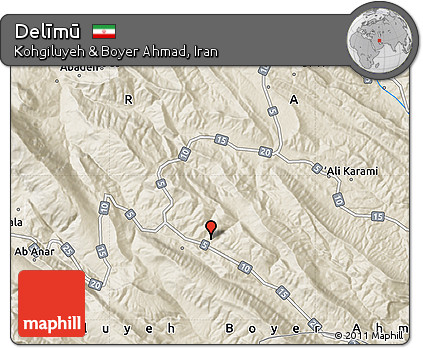 Shaded Relief Map of Delīmū