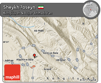 Shaded Relief Map of Sheykh Ḩoseyn