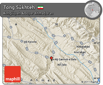 Shaded Relief Map of Tong Sūkhteh