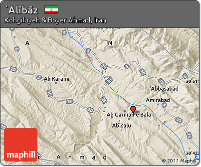 Shaded Relief Map of `Alībāz