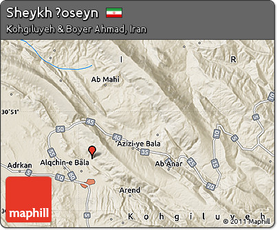 Shaded Relief Map of Sheykh Ḩoseyn