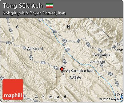 Shaded Relief Map of Tong Sūkhteh