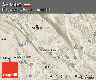 Shaded Relief Map of Āb Māhī