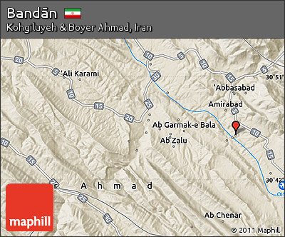 Shaded Relief Map of Bandān