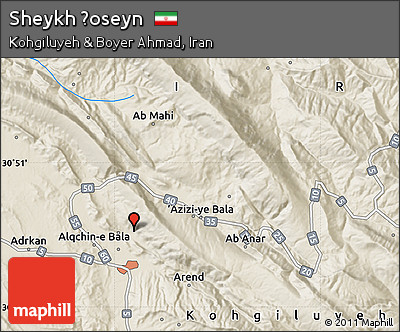 Shaded Relief Map of Sheykh Ḩoseyn