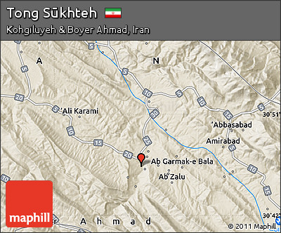 Shaded Relief Map of Tong Sūkhteh