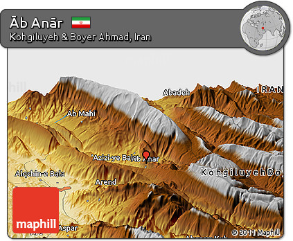 Physical Panoramic Map of Āb Anār