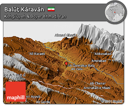 Physical Panoramic Map of Balūţ Kāravān