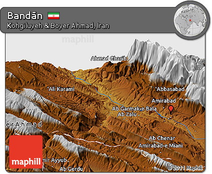 Physical Panoramic Map of Bandān