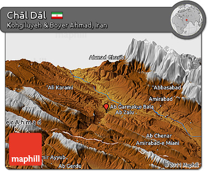 Physical Panoramic Map of Chāl Dāl