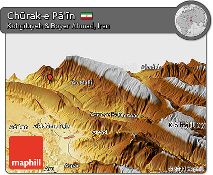 Physical Panoramic Map of Chūrak-e Pā'īn