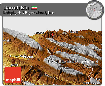 Physical Panoramic Map of Darreh Bīn