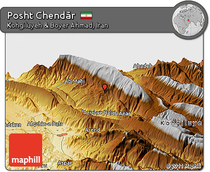 Physical Panoramic Map of Posht Chendār