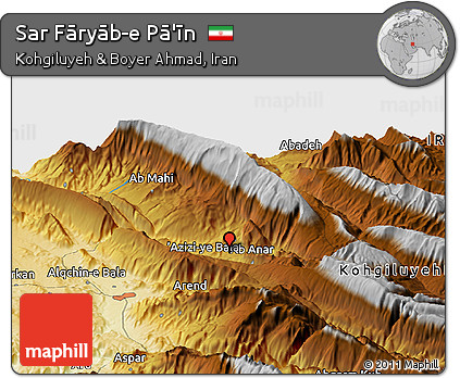Physical Panoramic Map of Sar Fāryāb-e Pā'īn