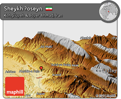 Physical Panoramic Map of Sheykh Ḩoseyn