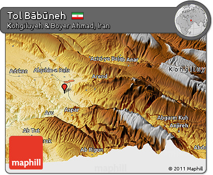 Physical Panoramic Map of Tol Bābūneh