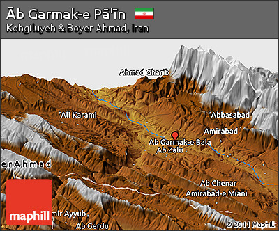 Physical Panoramic Map of Āb Garmak-e Pā'īn