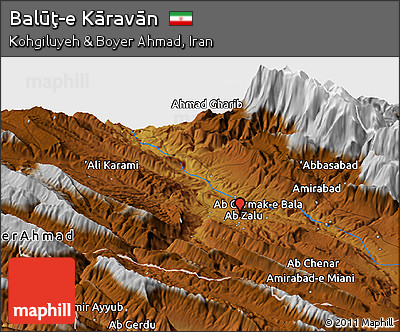 Physical Panoramic Map of Balūţ-e Kāravān