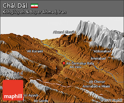 Physical Panoramic Map of Chāl Dāl
