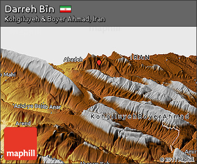 Physical Panoramic Map of Darreh Bīn